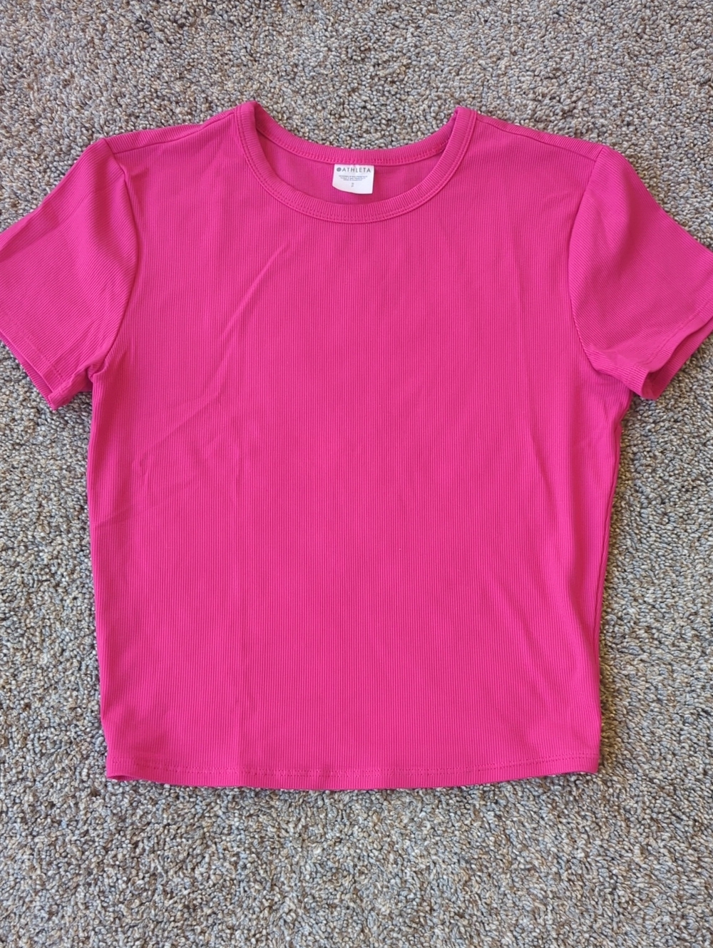 Athleta Signature Rib Crop Tee - Dahlia S